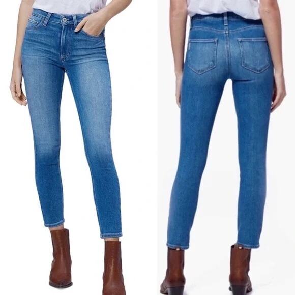 Paige Blue Medium Wash Hoxton Crop Ultra Skinny Jeans in Renzo Size 26